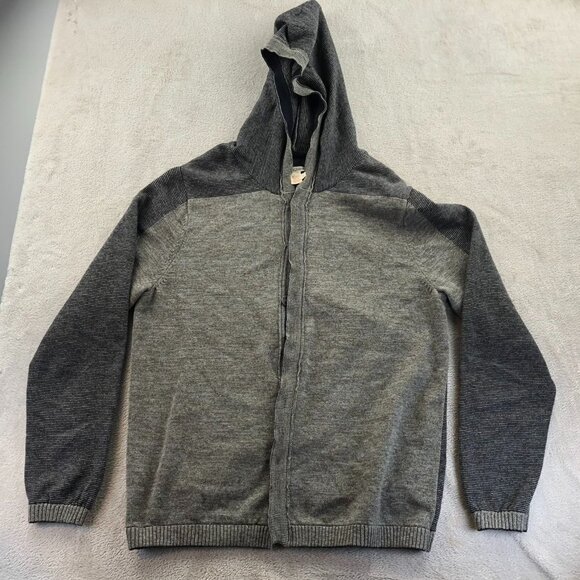 Carbon 2 Cobalt Mens Cardigan Sweater Large Hooded Gray Knit Casual Classic - Picture 6 of 7